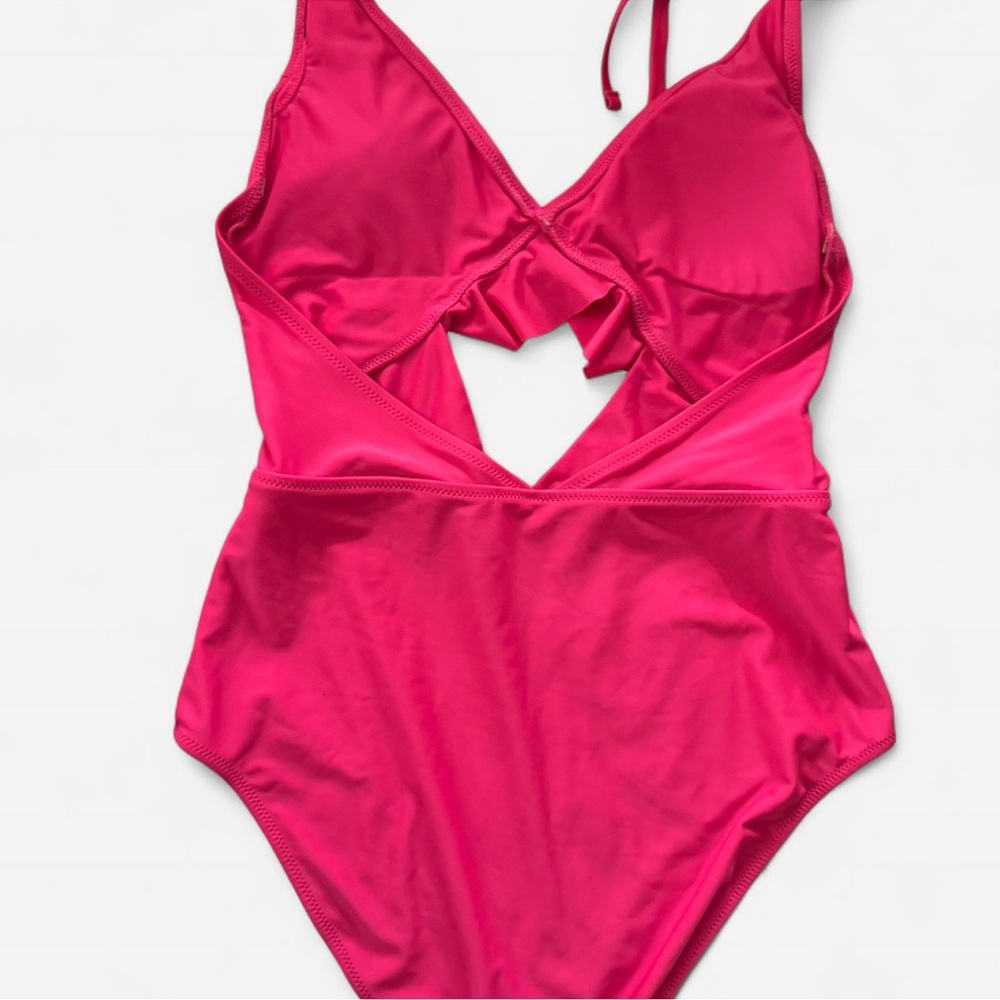 aerie Hot Pink Ruffle One-Piece Swimsuit - Picture 2 of 3